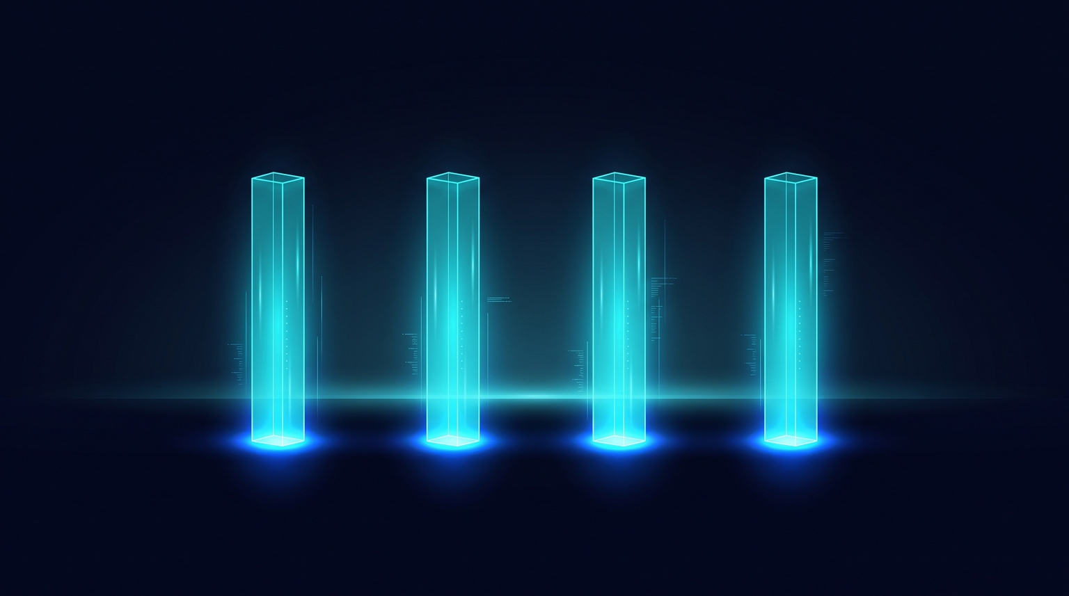The four minimum elements of a brand — name, visual identity, voice, and positioning — as four equal pillars