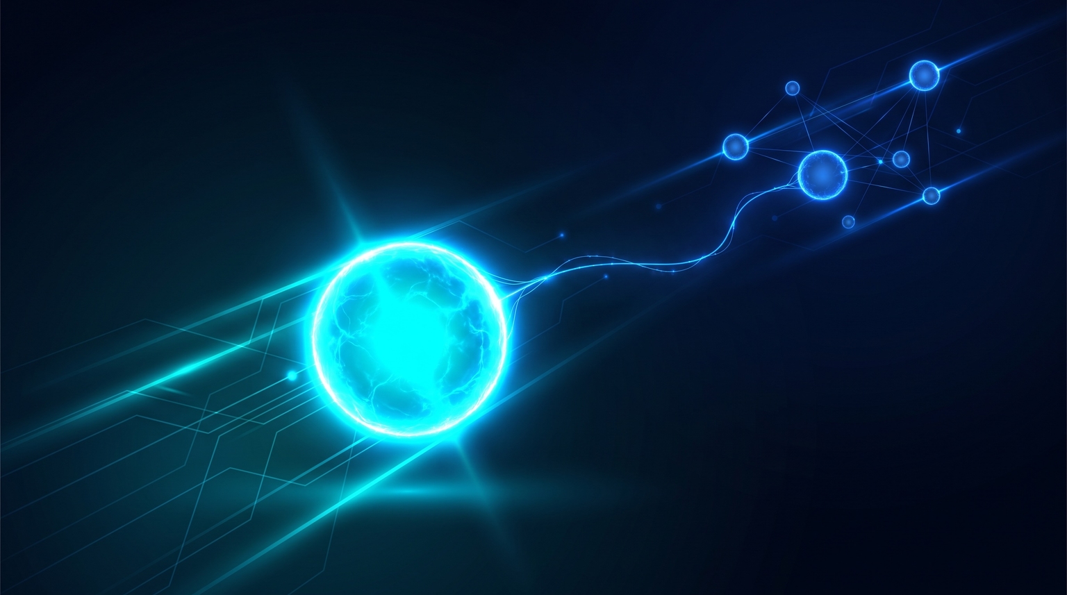 Risk concentration: a single bright node (Amazon) with a fragile filament thread connecting to a small constellation of supporting nodes, the single bright node dominating, suggesting concentration risk