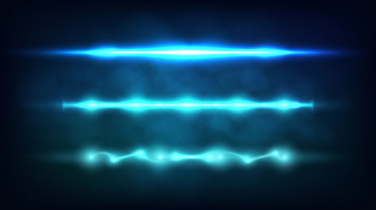 Three-tier content quality: top band brightest electric-blue (Tier 1 pillar), middle medium cyan (Tier 2 supporting), bottom dimmer cyan (Tier 3 programmatic) — production tiers with different intensity